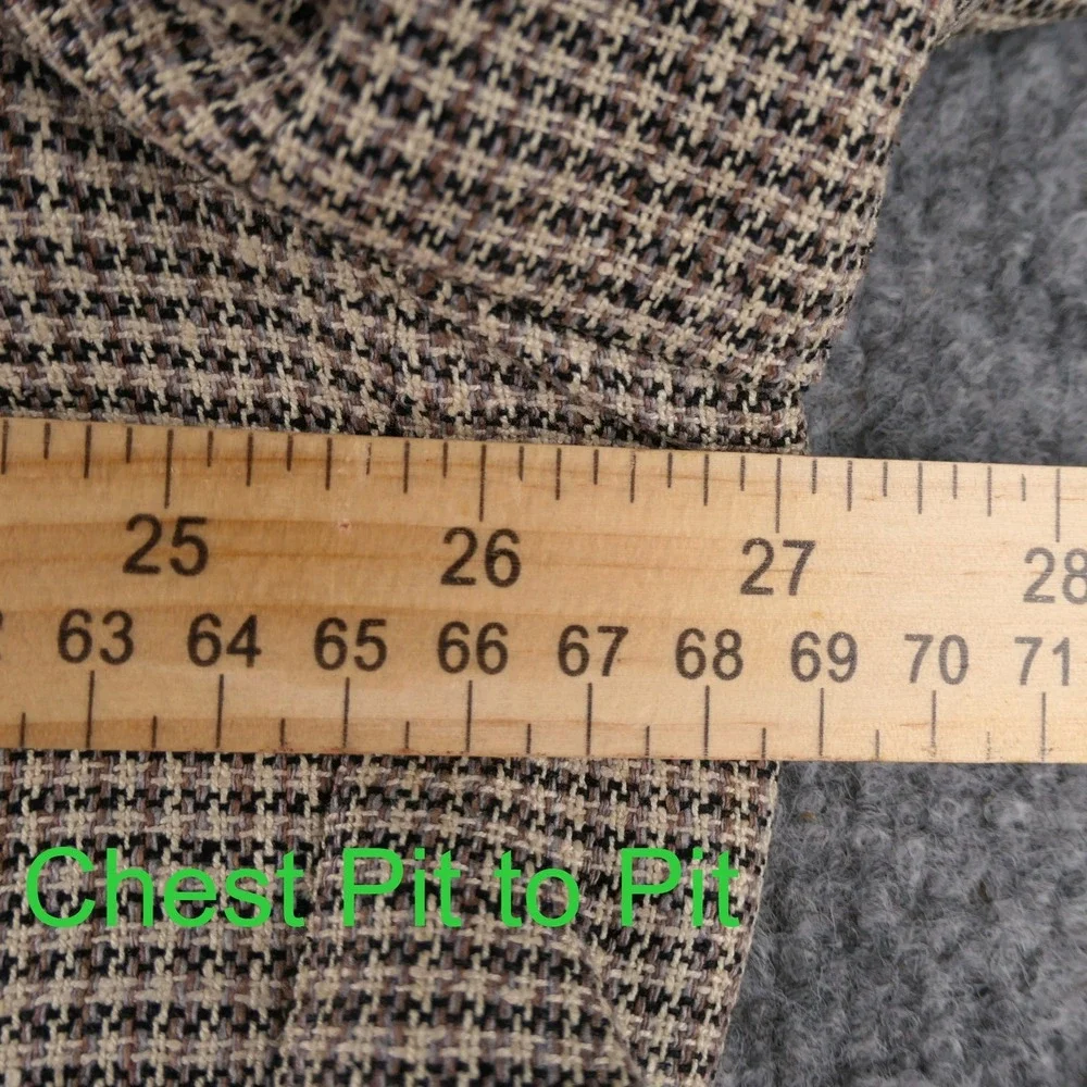 Croft Barrow Blazer Mens 50R Tan Houndstooth Silk Wide Lapel Vintage 90s